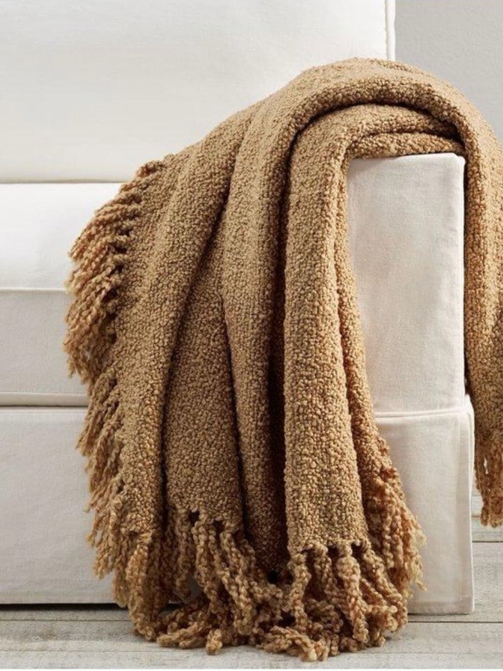 Pottery Barn handwoven fringe throw